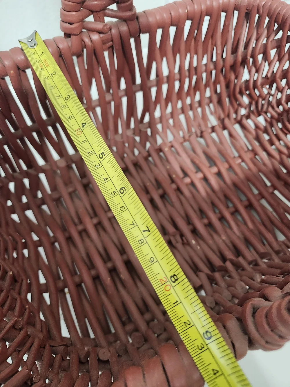 Handwoven Rust-Colored Decorative Storage Basket with Handle
